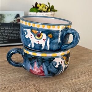 Vietri Solimene Campagna Horse (Cavallo) Vintage Ceramic Mugs